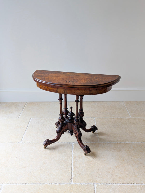 Antique Victorian Burr Walnut Card Table c.1870