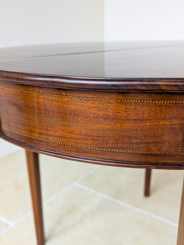 Antique George III Inlaid Mahogany Demi-Lune Fold-Over Tea Table c.1790