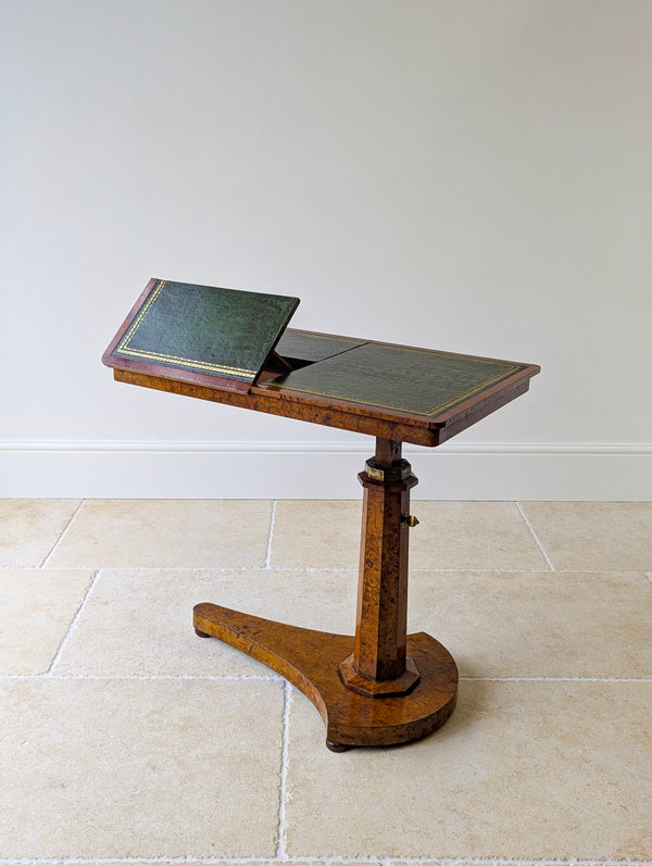 Antique George IV Burr Elm Adjustable Library Reading Table c.1830