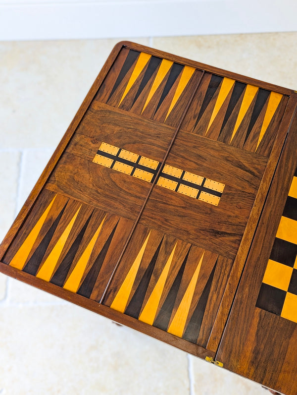 Antique Victorian Burr Walnut Work & Games Table c.1870