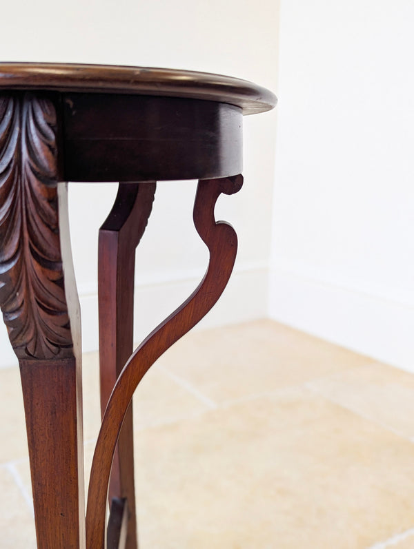 Antique Art Nouveau Mahogany Side Table with Shaped Top c.1900