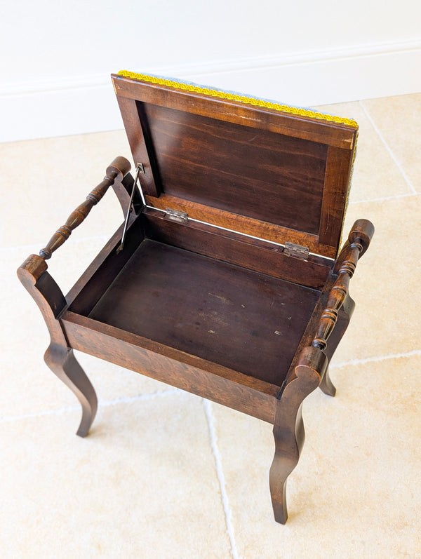 Antique Victorian Mahogany Piano Stool with Storage c.1890