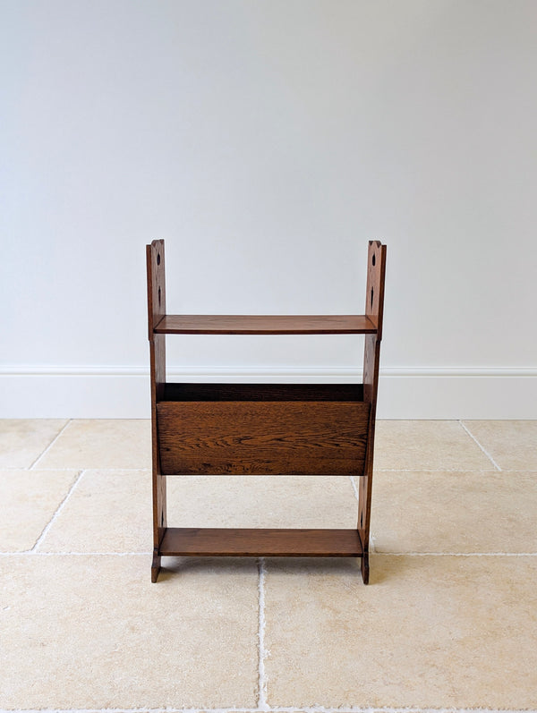 Antique Arts & Crafts Oak Magazine Rack & Book Shelf c.1910