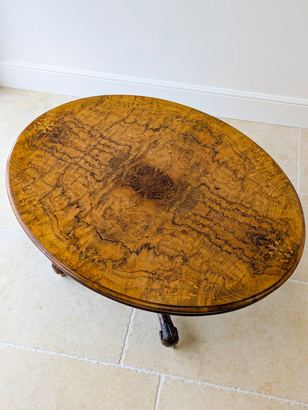 Antique Victorian Burr Walnut Tilt-Top Centre Table c.1860