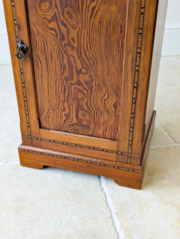 Antique Victorian Aesthetic Movement Pitch Pine Bedside Cabinet c.1890