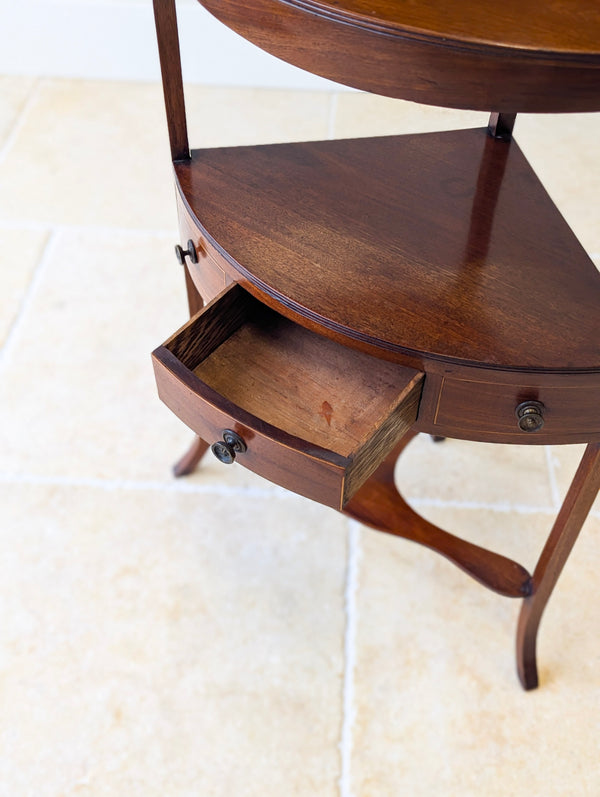 Antique Edwardian Sheraton Revival Mahogany Corner Table c.1900