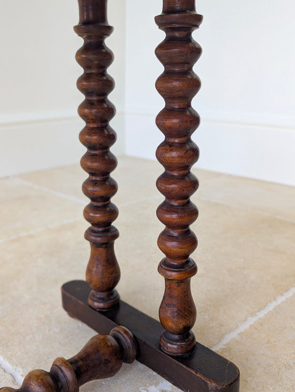Antique Victorian Walnut Bobbin Chess / Games Table c.1880