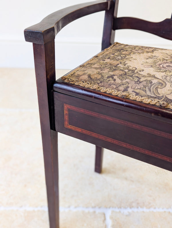 Antique Edwardian Mahogany Piano Stool with Storage c.1910