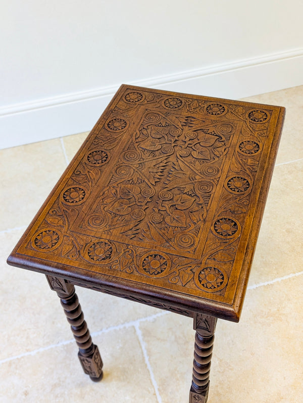Antique Fruitwood Carved Side Table c.1900