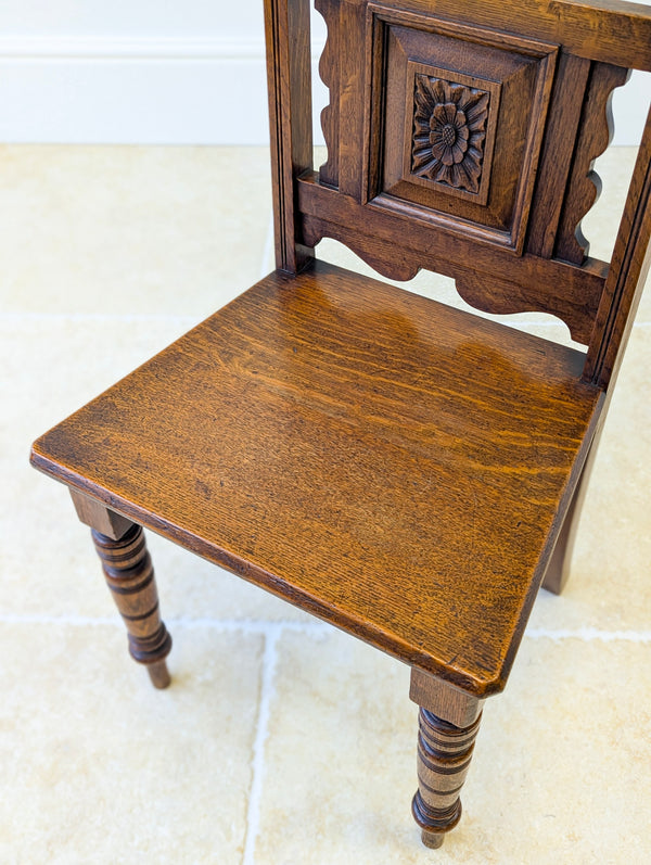 Antique Victorian Oak Hall Chair c.1890