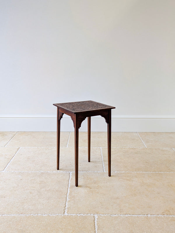 Antique Arts & Crafts Carved Oak Occasional Table c.1900