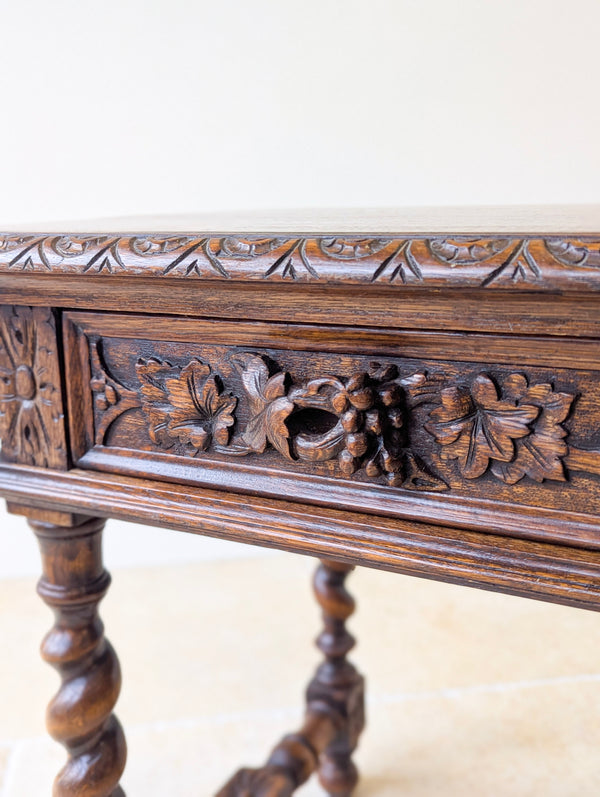 Antique Victorian Carved Oak Library Table c.1890