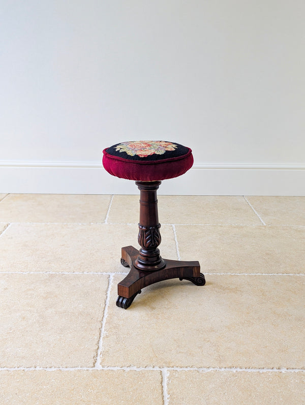 Antique William IV Rosewood Adjustable Piano Stool c.1830