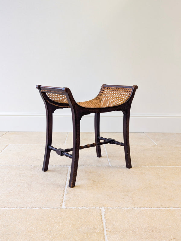 Antique Edwardian Oak Caned Dressing Table Stool c.1910