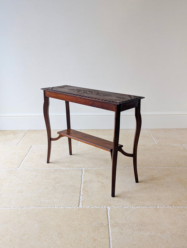 Antique Carved Oak Side Table c.1900