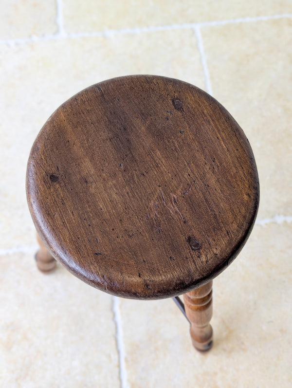 Antique Victorian Oak Three-Legged Country Stool c.1880