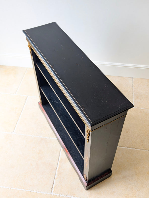 Antique Victorian Ebonised Open Bookcase c.1870
