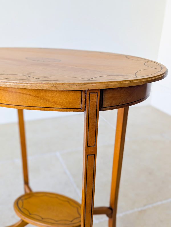 Antique Edwardian Satinwood Oval Occasional Table c.1900