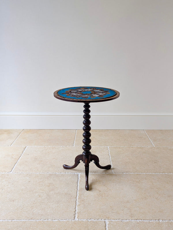 Antique William IV Rosewood Beadwork Tripod Wine Table c.1830