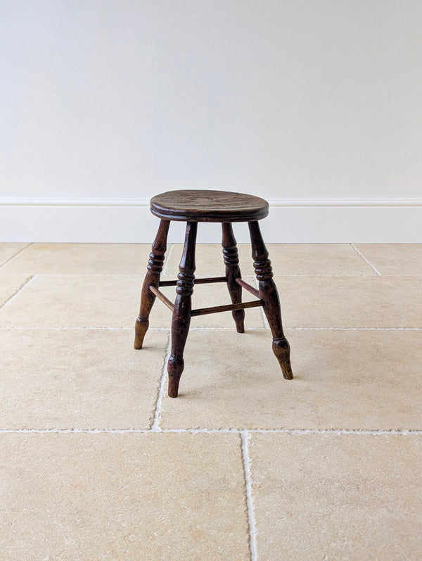 Antique Early Victorian Elm & Beech Country Stool c.1850