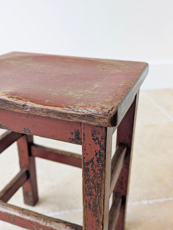Antique Edwardian Painted Pine Country Stool c.1910