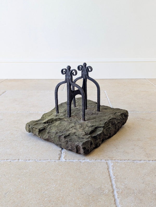 Antique Georgian Wrought Iron & Yorkstone Country House Boot Scraper c.1800