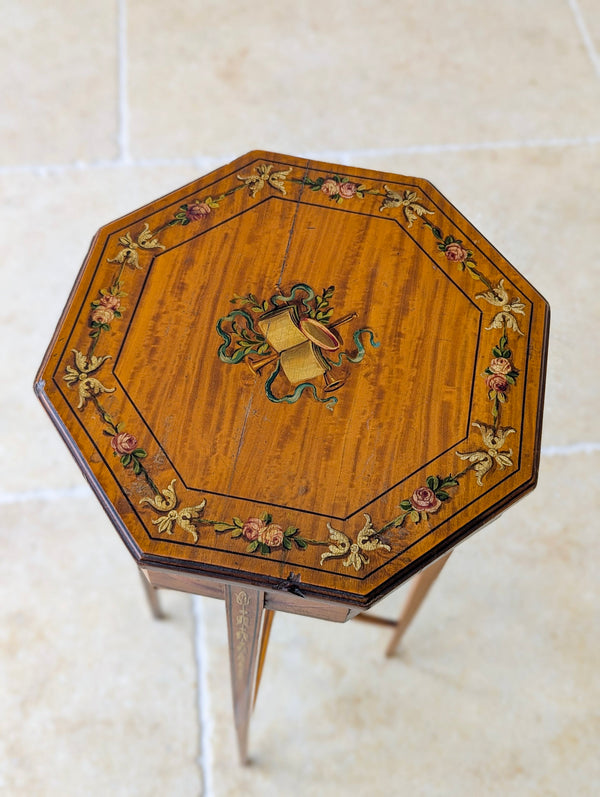 Antique Edwardian Satinwood Sheraton Revival Candle Stand c.1905