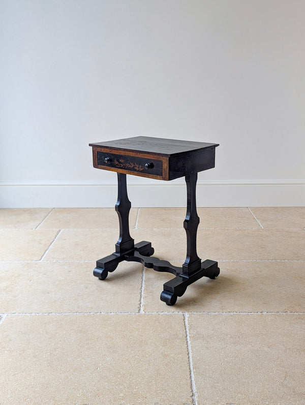 Antique Regency Ebonised Chinoiserie Work Table c.1830