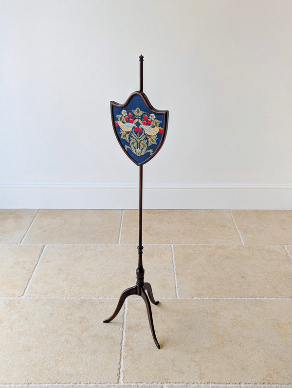 Antique George III Mahogany Tripod Pole Screen c.1800