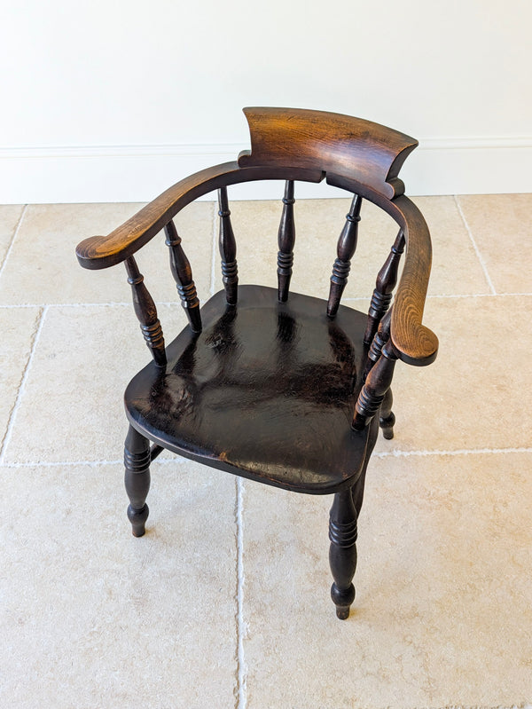 Antique Victorian Elm & Ash Captain’s Chair c.1890