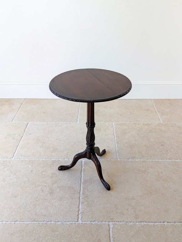 Antique Chippendale Revival Mahogany Tripod Wine Table With Detachable Top c.1890