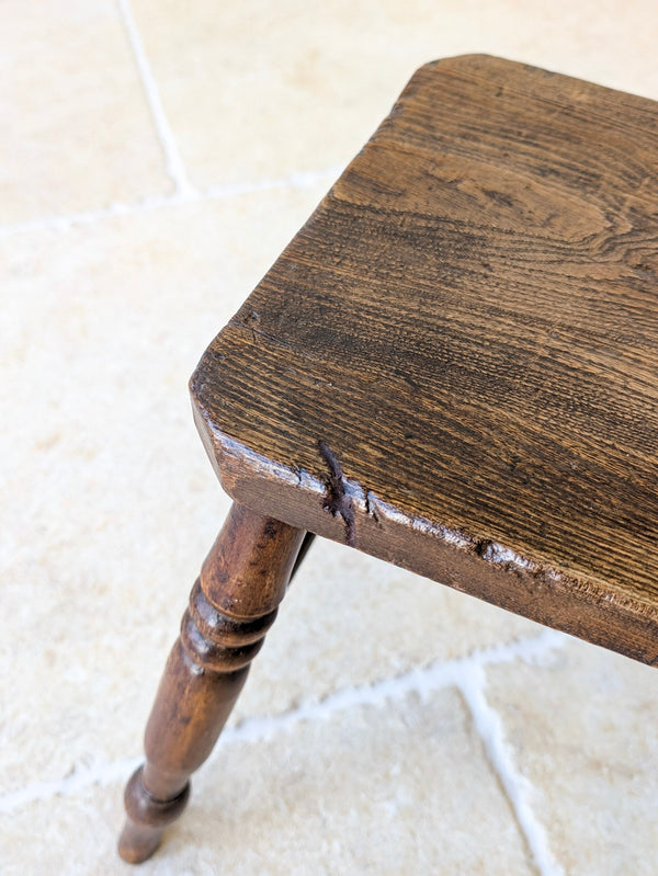 Antique Victorian Elm & Beech Country Stool c.1850