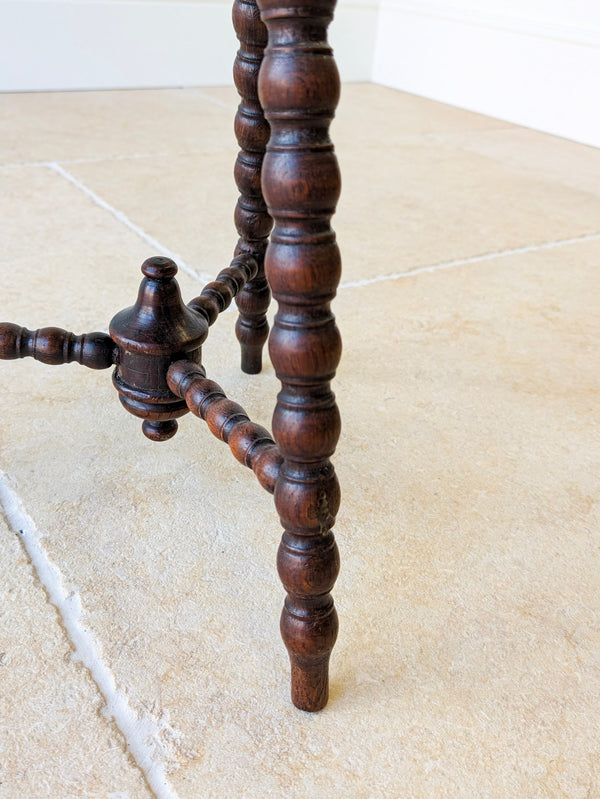 Antique Victorian Carved Oak Tripod Stool c.1890