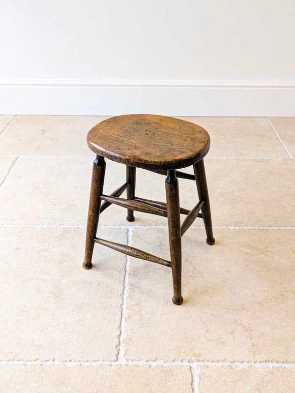 Antique Victorian Elm & Beech Country Stool c.1890