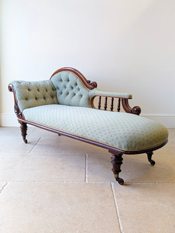 Antique Victorian Mahogany Chaise Longue c.1860