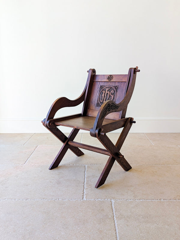 Antique Edwardian Oak Glastonbury Chair c.1910