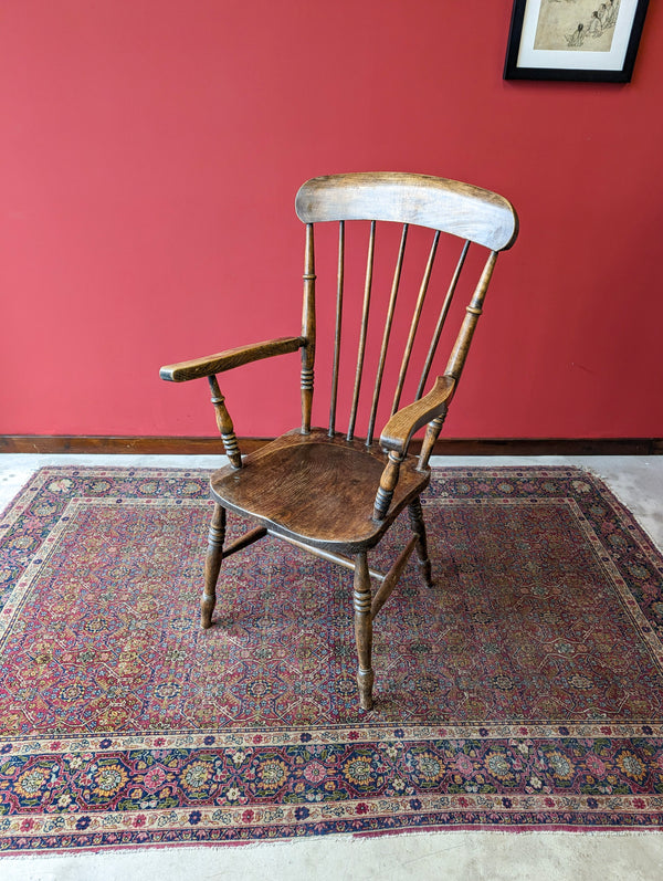 Antique Victorian Elm Spindle Back Windsor Chair