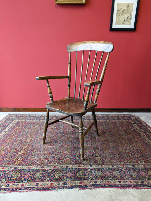 Antique Victorian Elm Spindle Back Windsor Chair