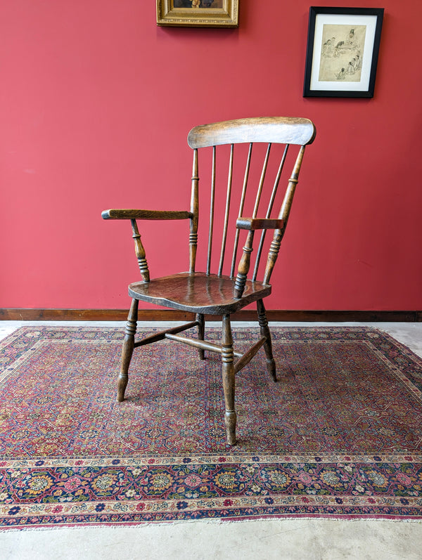 Antique Victorian Elm Spindle Back Windsor Chair