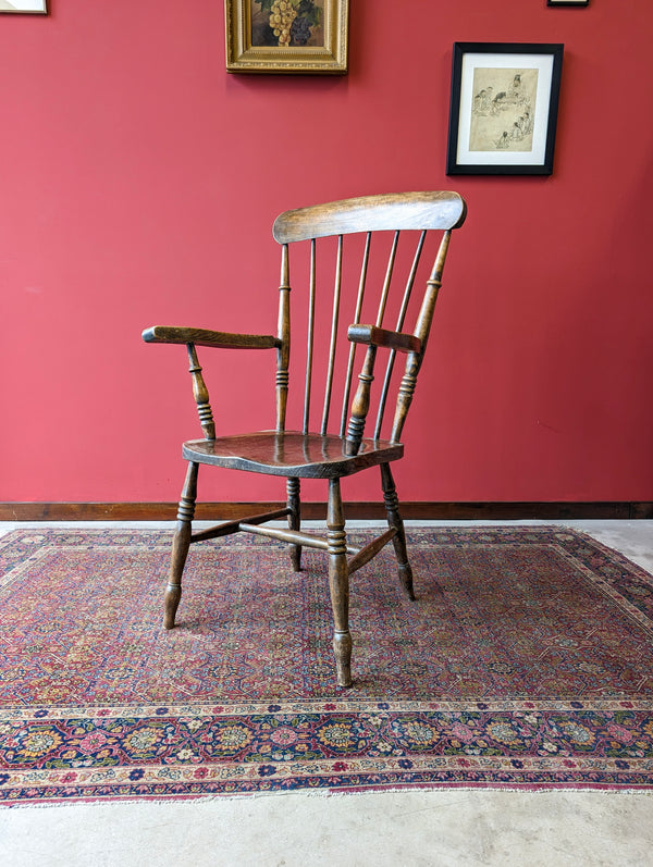 Antique Victorian Elm Spindle Back Windsor Chair