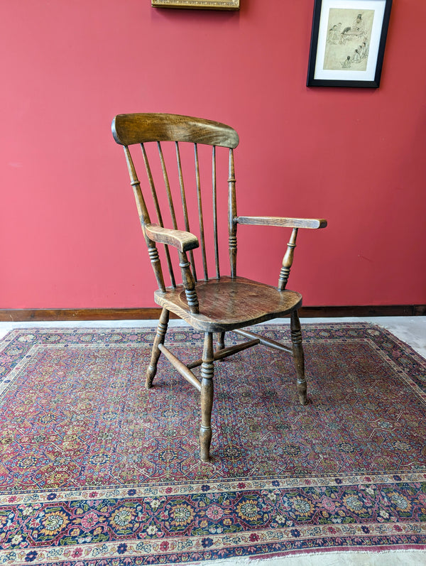 Antique Victorian Elm Spindle Back Windsor Chair