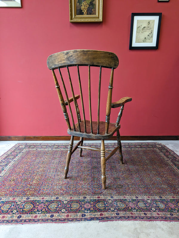 Antique Victorian Elm Spindle Back Windsor Chair