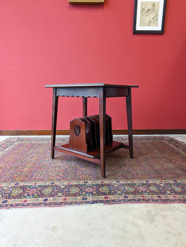 Antique Edwardian Arts & Crafts Mahogany Side Table / Record Rack