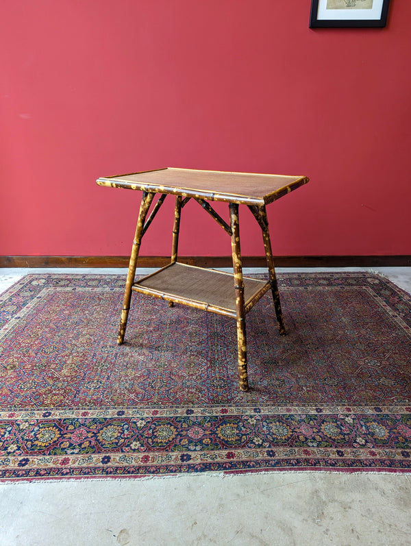 Antique Victorian Bamboo Two Tier Side Table