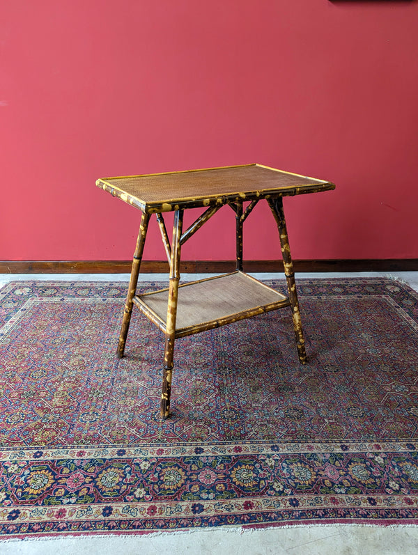 Antique Victorian Bamboo Two Tier Side Table