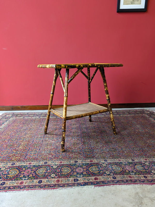 Antique Victorian Bamboo Two Tier Side Table