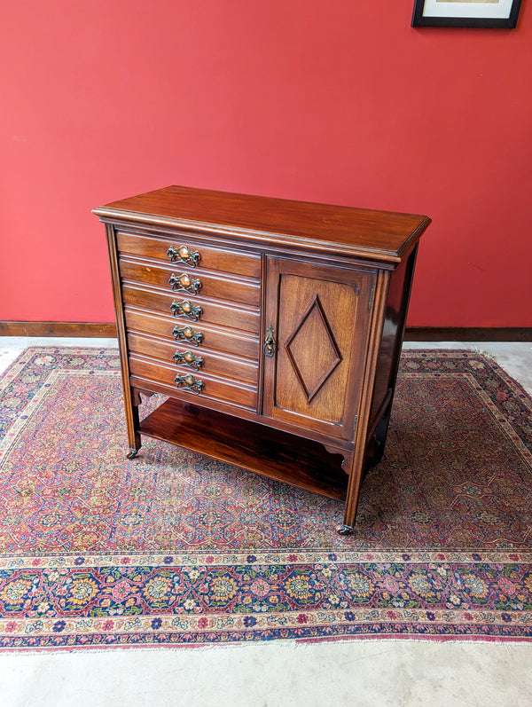 Antique Edwardian Mahogany Music Cabinet / Hall Table