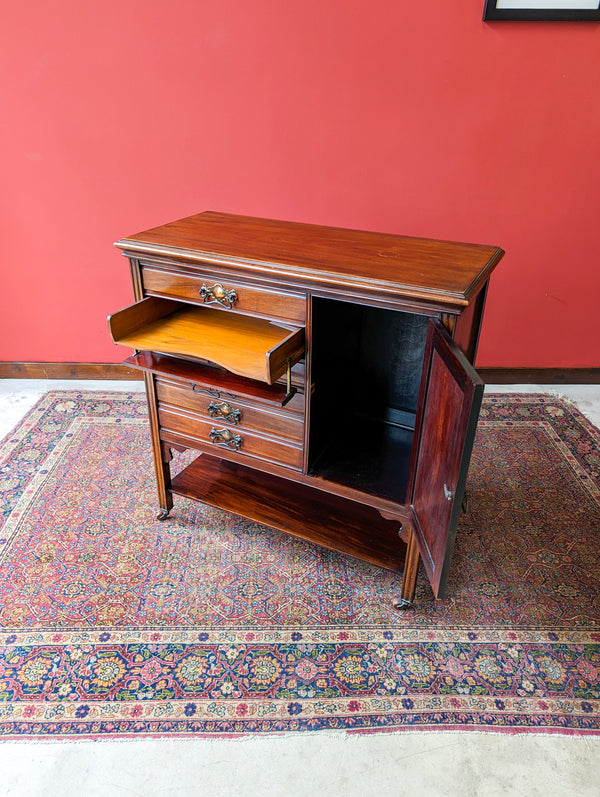 Antique Edwardian Mahogany Music Cabinet / Hall Table