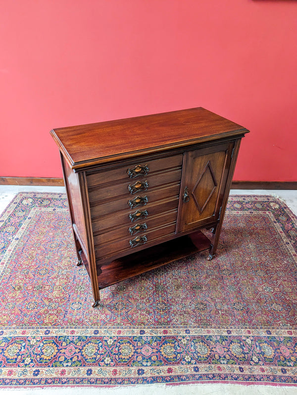 Antique Edwardian Mahogany Music Cabinet / Hall Table