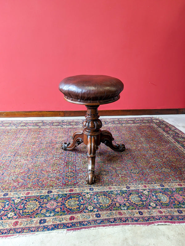 Antique Victorian Rosewood Circular Piano Stool by H. Brooks & Co